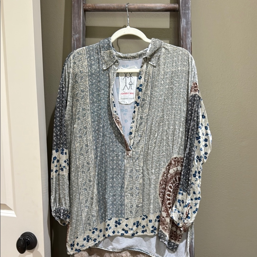 Johnny Was Patchwork Floral Blouse - image 1